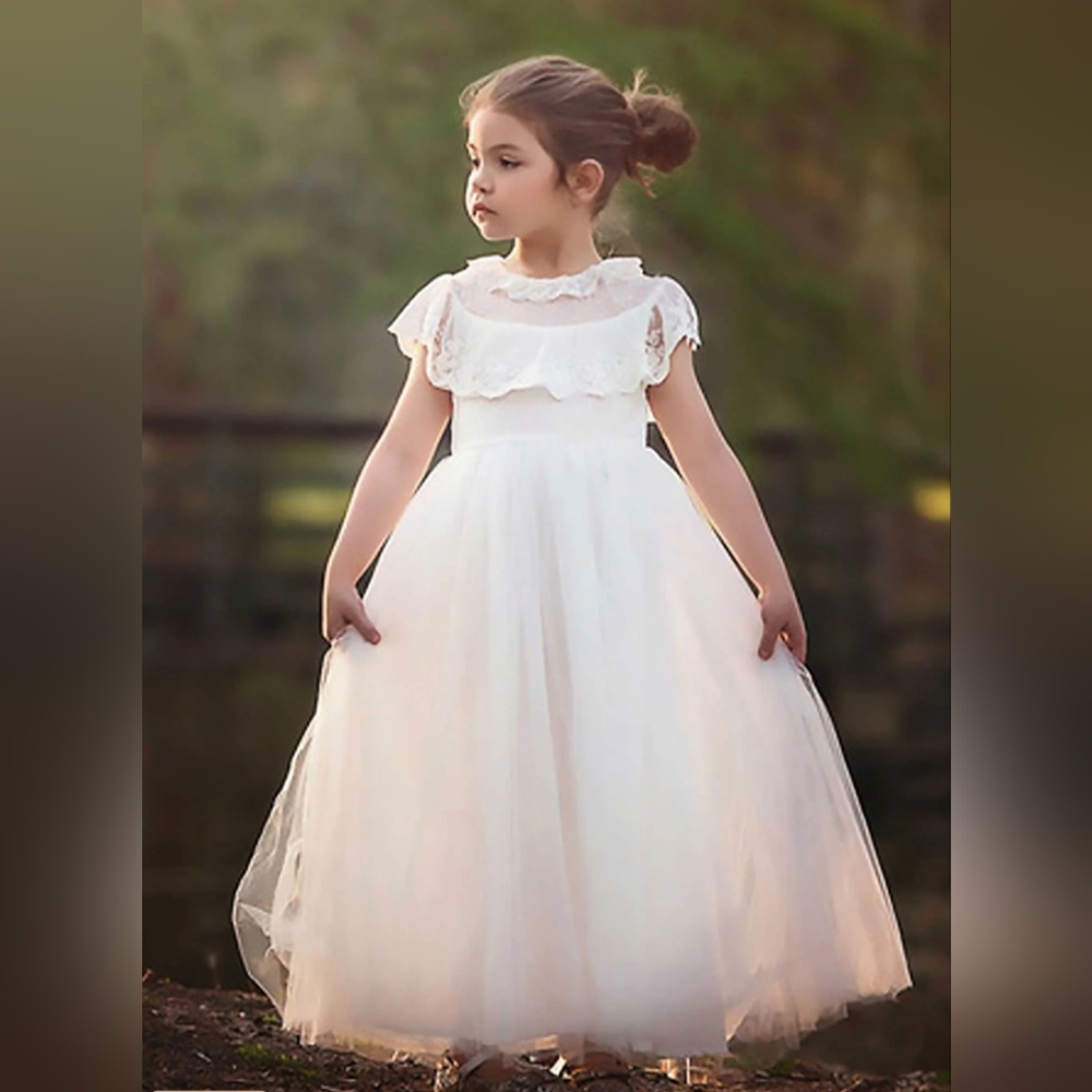 NWT Trish Scully Giovanna Girl's White Communinion Flower Girl Lace Dress Size 6